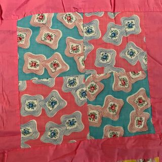Vtg 1930s 1940s Pink Quilt Top Feedsack Fabric Patchwork Machine Stitched