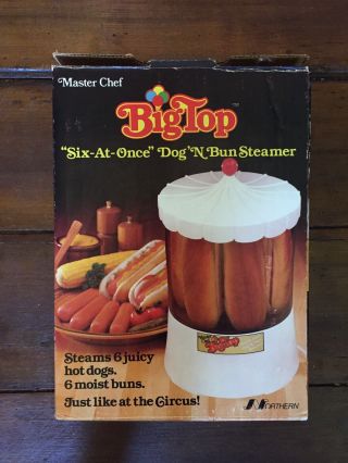 Vintage Big Top 6 At Once Hot Dog Cooker/steamer Box/instructions Master Chef