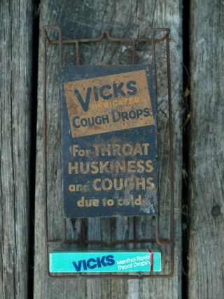 Vintage Vicks Cough Drops Store Display Metal Hanging Rack
