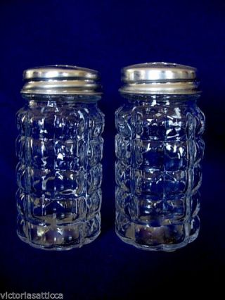 Set Of Vintage Anchor Hocking Pressed Glass Salt & Pepper Shakers