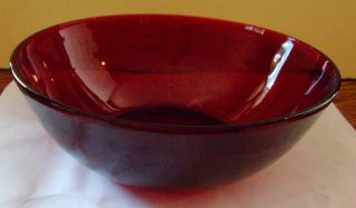 Vintage Ruby Red Glass Serving Bowl,  8.  5 "