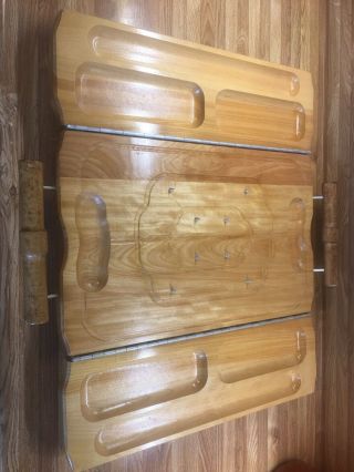 Meat Wood Cutting Board Carving Spikes Rack Vtg Mid Century Modern Folding Door