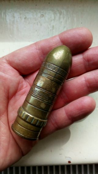 Vintage Ww1 Trench Art Brass Bullet Shaped Cigarette Lighter