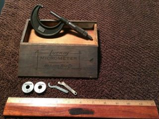 Lufkin Rule Company No.  1942,  1 - 2 Inch Micrometer With Case Vintage Made Usa