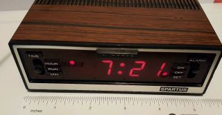 Spartus Comet II Digital Alarm Clock Vintage wood grain look red LED 1122 5