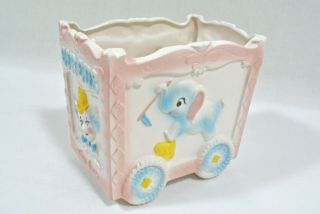 Vintage Napco Ceramic Baby Circus Planter Japan Pink Blue Poodle Elephant 2771