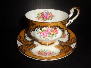 Paragon Vintage Bone China Tea Cup & Saucer Gold & Floral