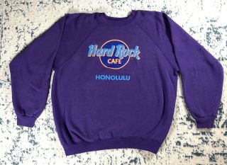 Vintage Hard Rock Cafe Honolulu Hawaii Purple Women’s Sweatshirt Size Xl 80s/90s