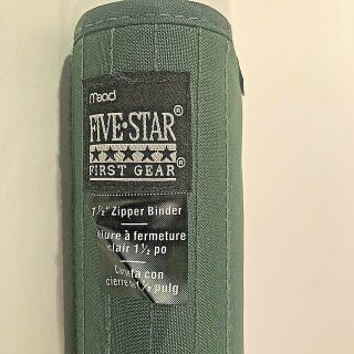 Vintage 1990s Green Mead Five Star Trapper Keeper Zipper Fabric Binder Folder 2