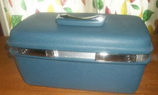 Samsonite Vintage Hard Shell Train Case Carry On Cosmetic Make Up Mirror Key