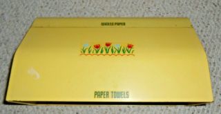 Vintage Metal Kitchen Wax Paper & Paper Towel Holder Yellow With Flowers Guc