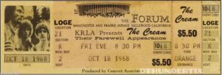 5 1968 - 77 Vintage Full Tickets Cream,  Hendrix,  Led Zeppelin,  Pink Floyd
