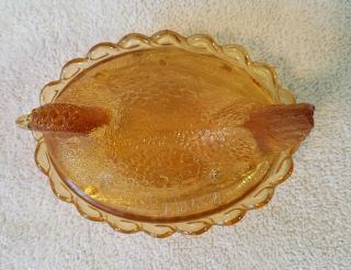 Vintage L.  G.  Wright Amber Glass Hen on Nest with Lattice Bottom 5