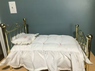 American Girl Doll Samantha Brass Bed For 18 " Dolls Bedding Set Frame Gold Vtg