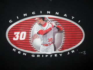 Vtg Ken Griffey Jr T Shirt Cincinnati Reds 90s 00s Mlb Baseball Black Tee Xl