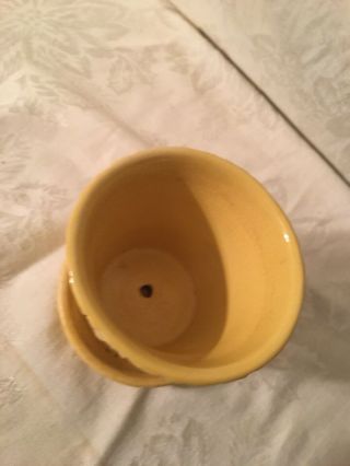 Vintage McCoy Pottery Yellow Planter Roses Quilted Pattern 3 3/4” 5
