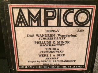 Vintage Ampico Piano Roll - 100095 - V Shubert - Liszt; Rachmaninoff,  Tschaikowsky.