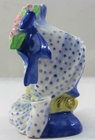 Vintage Lady Head Vase Planter Large Blue Bonnet and Bow Japan 4