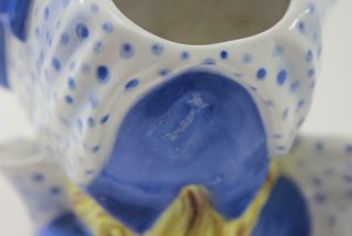 Vintage Lady Head Vase Planter Large Blue Bonnet and Bow Japan 8