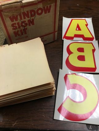 Vintage Window Sign Kit Vinyl Stick On Letters Numbers Car Dealership Store 80’s