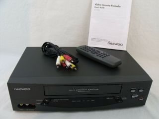Daewoo Dv - T5dn 4 Head Hq High Speed Rewind Vhs Vcr Player/recorder Remote Cables