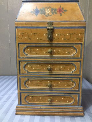 Vintage Solid Wood Jewelry Box With 4 Drawers