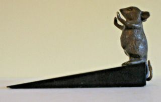 Vintage Brass Whimsical Pet Mouse Door Stop Stopper Wedge.