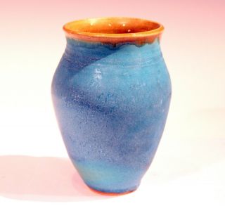 Vintage Studio Art Pottery Matt Turquoise Crystalline Glaze Vase Signed