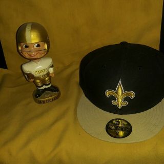Vintage Orleans Saints Bobblehead With Fitted Cap Size 8