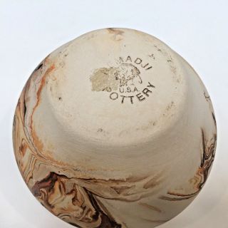 Vintage Nemadji Brown Orange Pottery Vase Signed Hand Painted USA 4.  25 