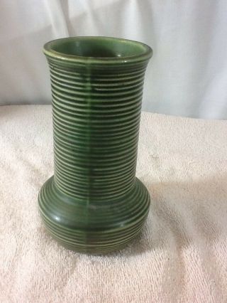 Unique Vintage Collectible Green Mccoy Usa Ring Pattern 6 " Tall Vase Pre - Owned