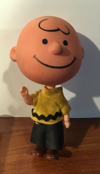Vintage /vtg 1968 Mattel Peanuts Charlie Brown Push Toy 5” Tall