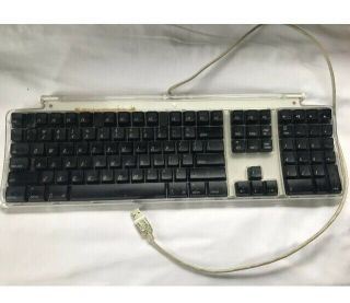 2000 Apple Pro Keyboard M7803 Clear W/ Black Keys Expanded W/ Usb Hubs Vintage