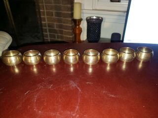 Vintage Gold Brass Napkin Rings Modern Minimalist Design Mid Century Set Of 8