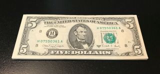 1988 (A) $5 Five Dollar Bill Federal Reserve Note ST LOUIS Vintage Old Currency 3