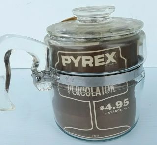 Vintage Nib Pyrex 6 - Cup Glass Coffee Maker Percolator 7756