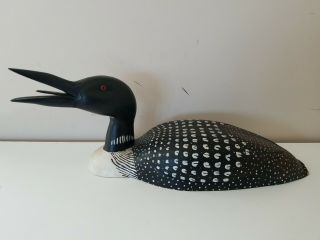 Vintage 1992 Hand Carved Loon Bird Duck Signed W.  Tainter Decoy Decor Large 20 "