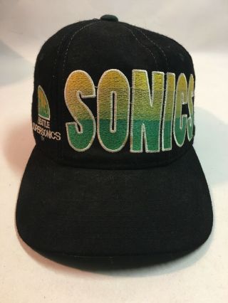 Vintage Seattle Supersonics Starter Snapback Hat Nba Big Logo Sonics 90s