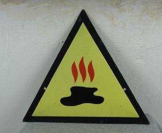Warning Caution Flammable Liquids Vintage Safety Porcelain Enamel Tin Sign Plate