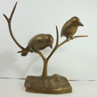 Vintage Brass Birds On Branch Figure Table Decor