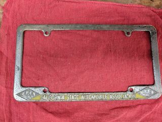 Vintage California State Automobile Association Aaa Metal License Plate Frame