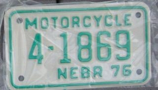 Vintage Nebraska 1976 Motorcycle License Plate In Plastic 4 - 1869 ^