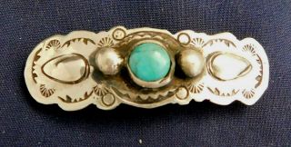 Native American Sterling Stamped Turquoise Ladys Vintage Hair Clip