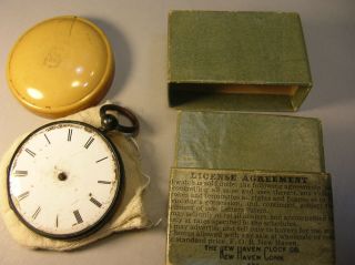 Vintage French " Elite " Key Wind Pocket Watch In Bag & Box.