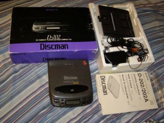 Vintage Sony Discman D - 202 Compact Disc Cd Player 1991 Complete W/ Box