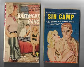 Two (2) Vintage Adult Paperbacks Sex Erotica Pulp Sleaze Basement Gang Sin Camp