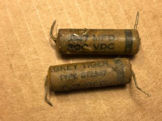 2 Vintage Cornell Dubilier Grey Tiger.  047 Uf 200v Wax Tone Capacitors 1958