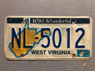 Vintage West Virginia License Plate Wild Wonderful Nl - 5012 1980 Sticker