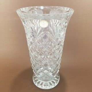 Vintage Clear Cut 24 Lead Crystal Vase Made In Poland 9 3/4 " Tall Thick & Heavy