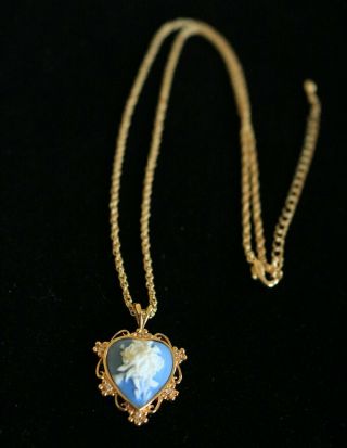 Necklace,  Vintage,  Gold Tone Chain,  Heart Shaped Pendant